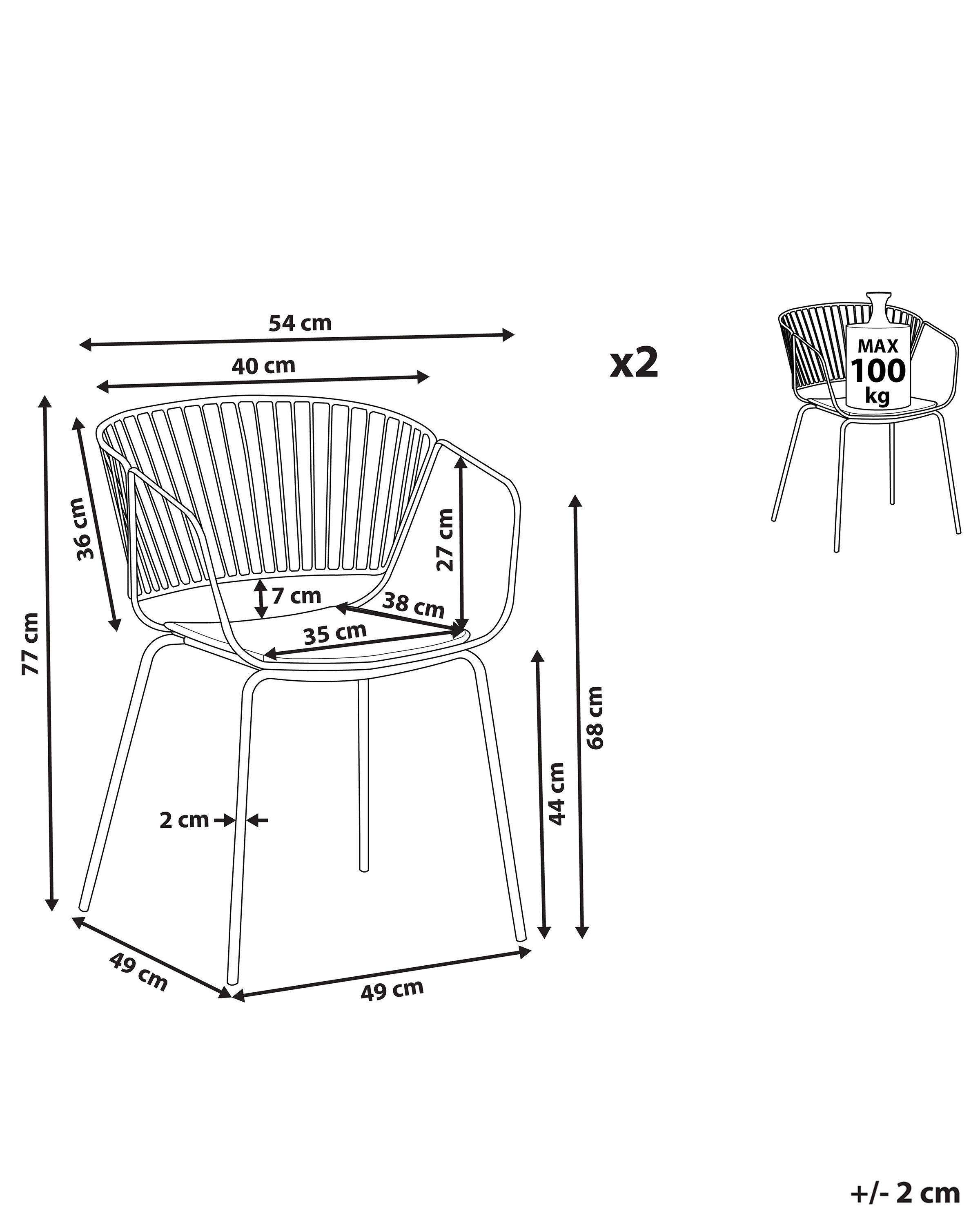 Beliani Lot de 2 chaises de salle à manger en Acier Industriel RIGBY  