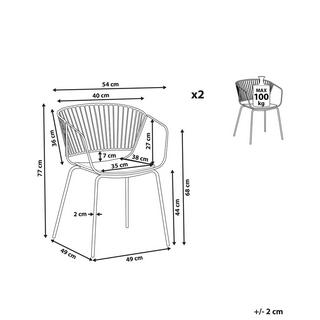 Beliani Lot de 2 chaises de salle à manger en Acier Industriel RIGBY  