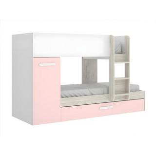 Vente-unique Lits superposés avec tiroir lit gigogne ANTHONY avec rangements 3 chêne rose  