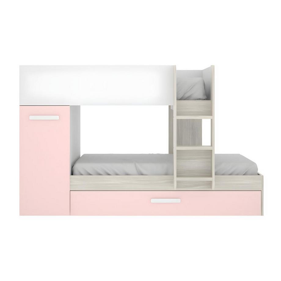 Vente-unique Lits superposés avec tiroir lit gigogne ANTHONY avec rangements 3 chêne rose  