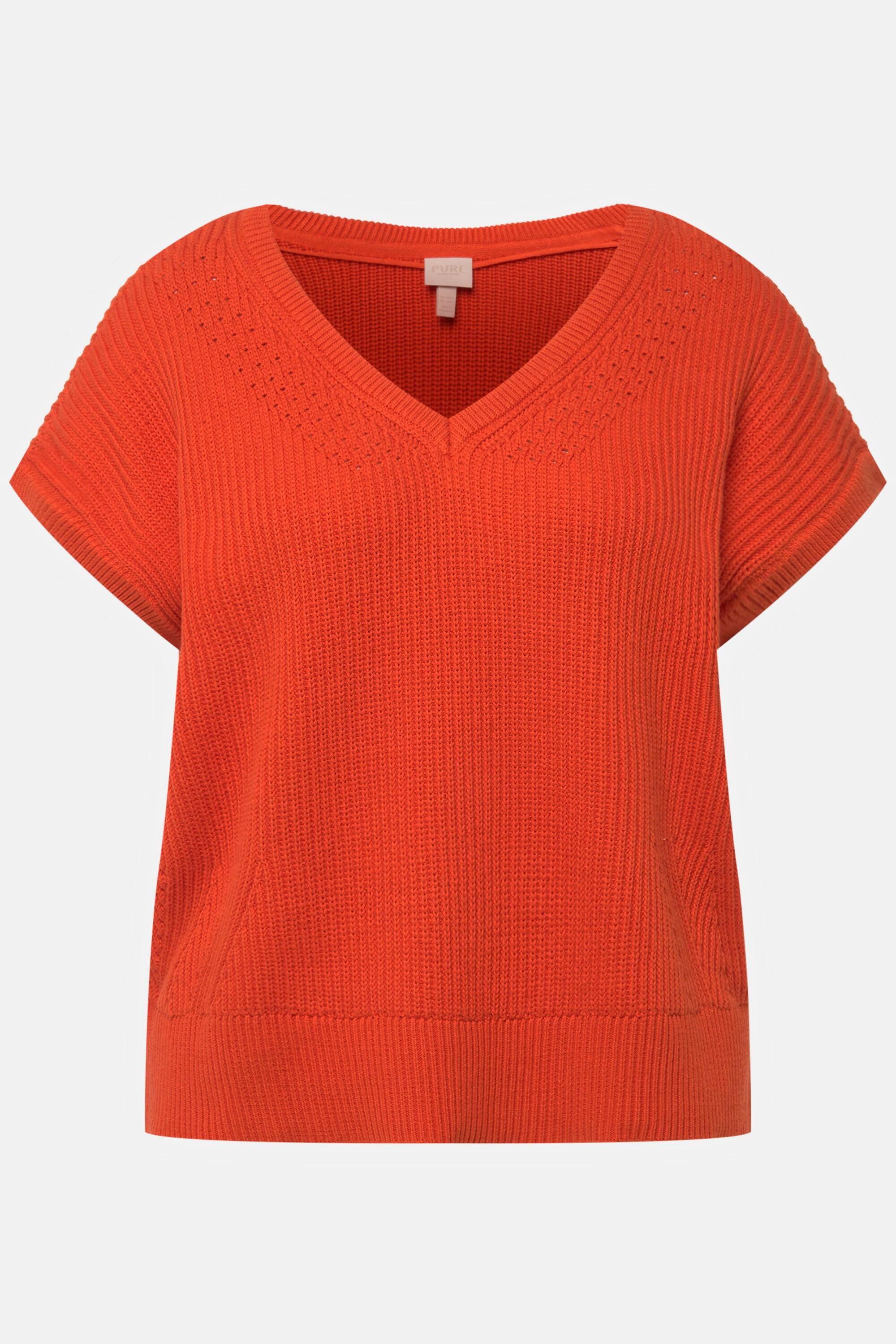 Ulla Popken Ärmelloser Pullunder tiefer V-Ausschnitt Biobaumwolle  