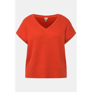 Ulla Popken Ärmelloser Pullunder tiefer V-Ausschnitt Biobaumwolle  