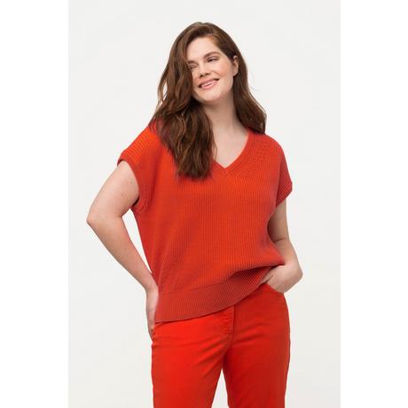 Ulla Popken Ärmelloser Pullunder tiefer V-Ausschnitt Biobaumwolle  