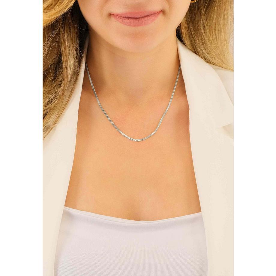 MUAU Schmuck  Collier gourmette or blanc 750, 1.8mm, 42cm 