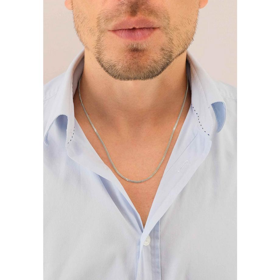 MUAU Schmuck  Collier gourmette or blanc 750, 1.8mm, 42cm 