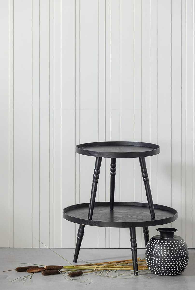 mutoni Table d&#039;appoint Ponto bois noir rond D75  