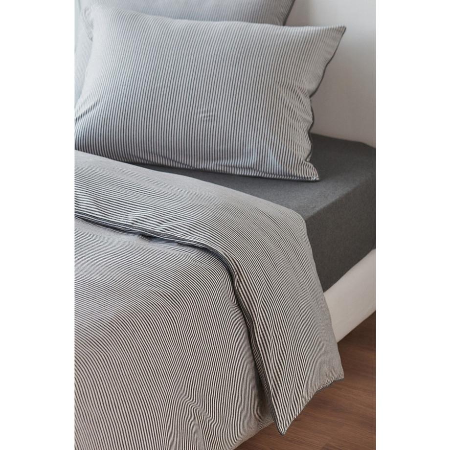 Living Home Melange Jersey Rayé Housse de Couette  