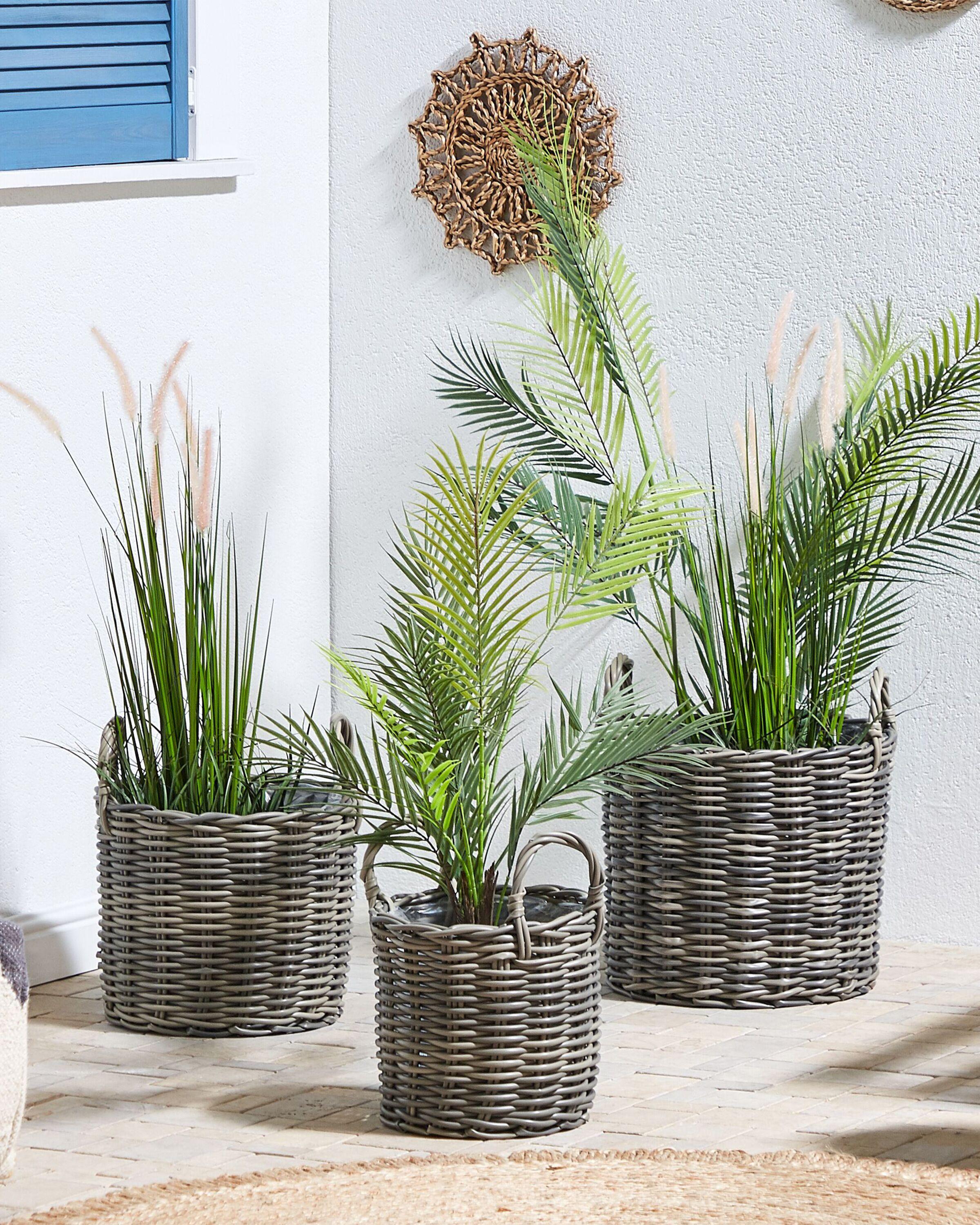 Beliani Lot de 3 pots de fleurs en Polyrotin Boho NIKITI  