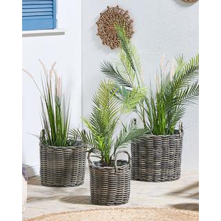 Beliani Lot de 3 pots de fleurs en Polyrotin Boho NIKITI  