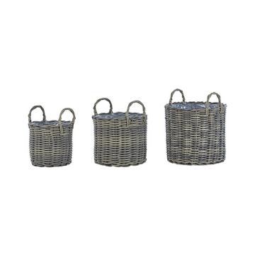 Set di 3 vasi per piante en Rattan sintetico Boho NIKITI