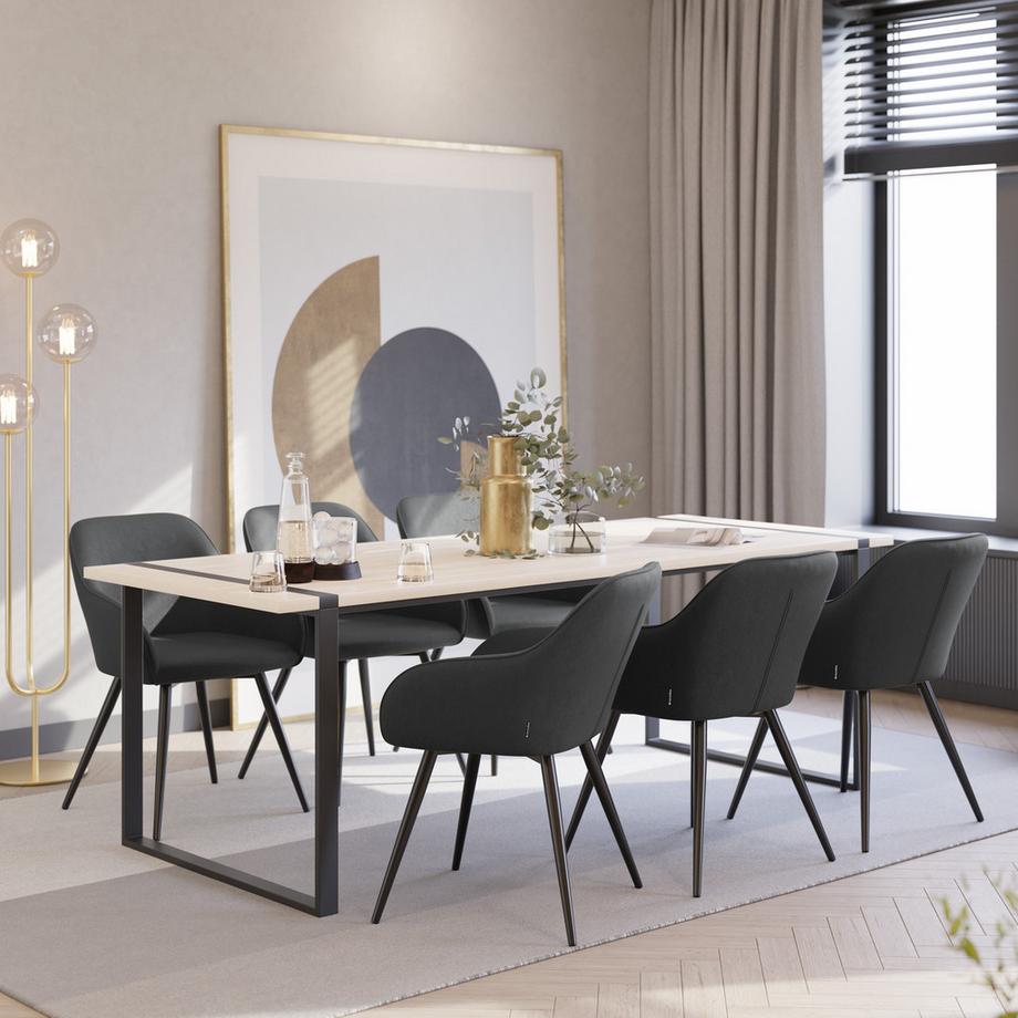 Tectake Chaise de salle à manger MARILYN rembourrée en velours côtelé  