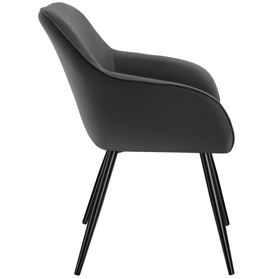 Tectake Chaise de salle à manger MARILYN rembourrée en velours côtelé  