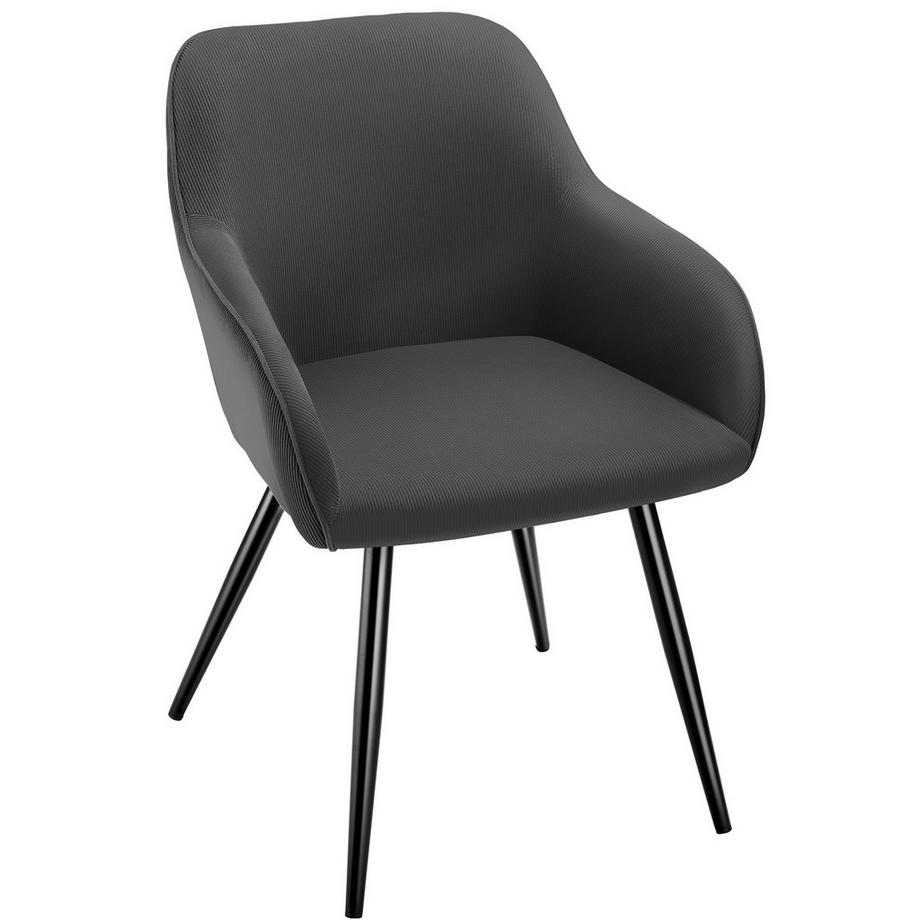 Tectake Chaise de salle à manger MARILYN rembourrée en velours côtelé  