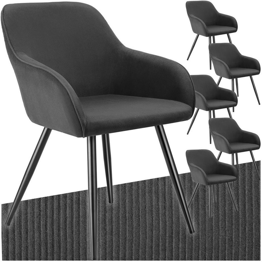 Tectake Chaise de salle à manger MARILYN rembourrée en velours côtelé  