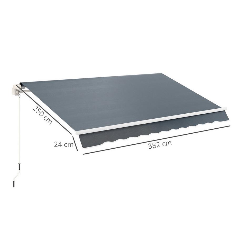 Northio Markisenbespannung Markisenstoff mit Volant Wasserabweisend Ersatzstoff für 4 x 3 m Markisen Markisentuch Markisestoff Sonnenschutz für Garten Balkon Hof Grau |  