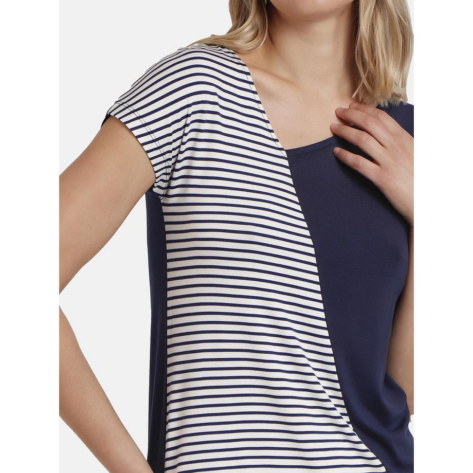 Admas Rayas Lisa T-shirt Manches Courtes Col V  