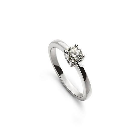 MUAU Schmuck  Solitär Ring 4-Griff-Fassung Weissgold 750, Brillant 0.33ct. 