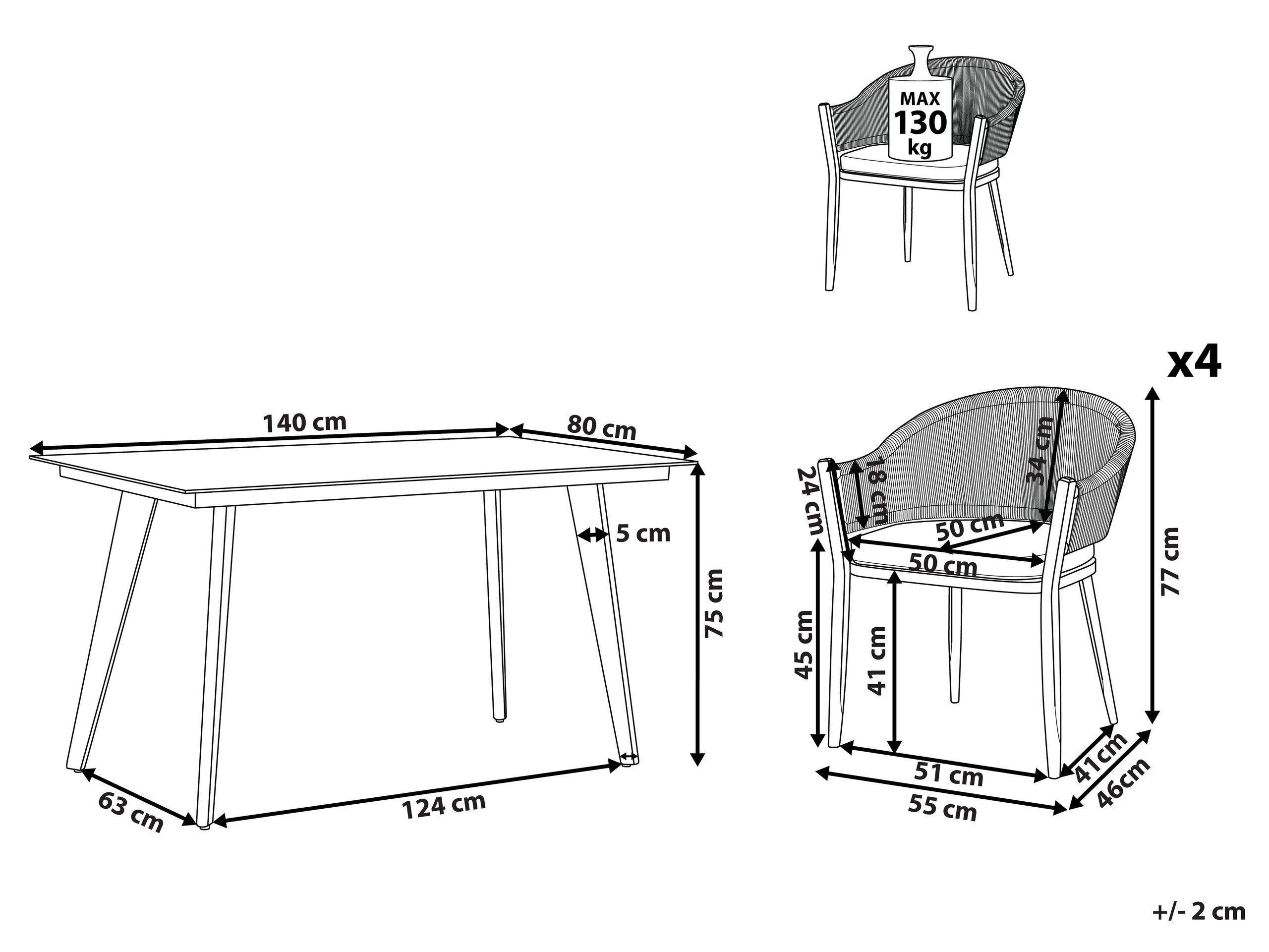 Beliani Gartentisch Set aus Aluminium Retro MILETO  