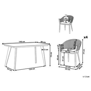 Beliani Ensemble de jardin en Aluminium Rétro MILETO  