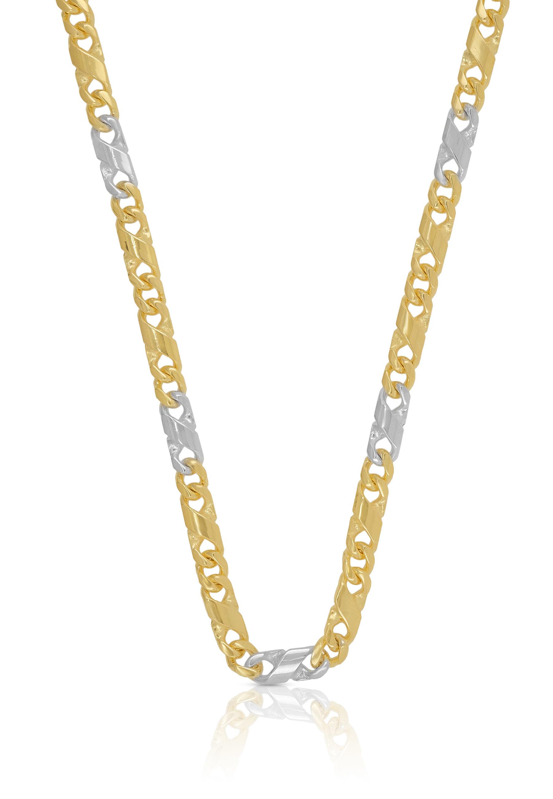 MUAU Schmuck  Collier 8 pièces bicolore jaune/blanc or 750, 3.8mm, 45cm 