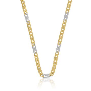 Collier 8 pièces bicolore jaune/blanc or 750, 3.8mm, 45cm