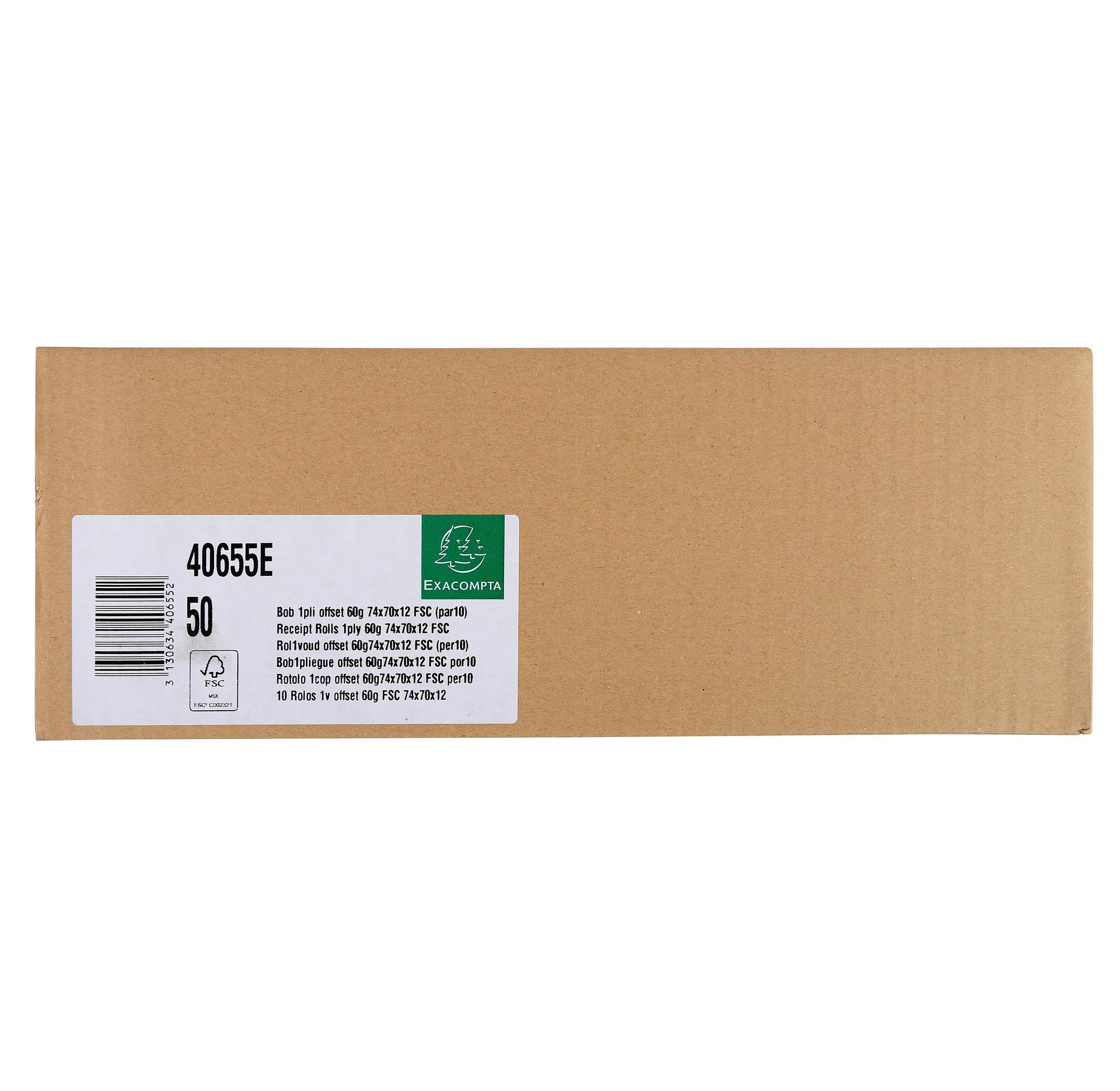 Exacompta Rotoli carta per calcolatrice 74x70 mm - 1 copia offset extra- 60gr - x 50  