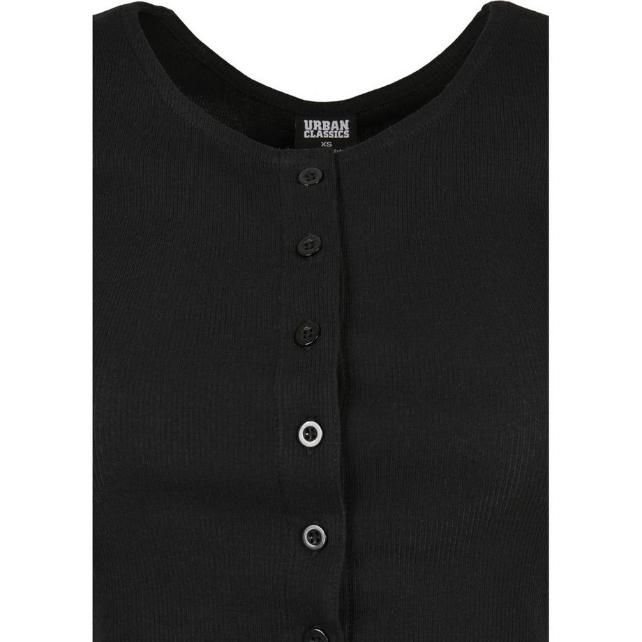URBAN CLASSICS Cropped Button Up Rib T-Shirt  