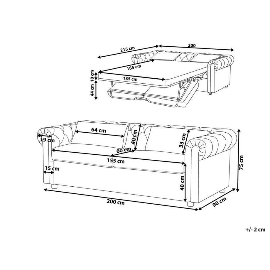 Beliani Schlafsofa aus Samtstoff  CHESTERFIELD  