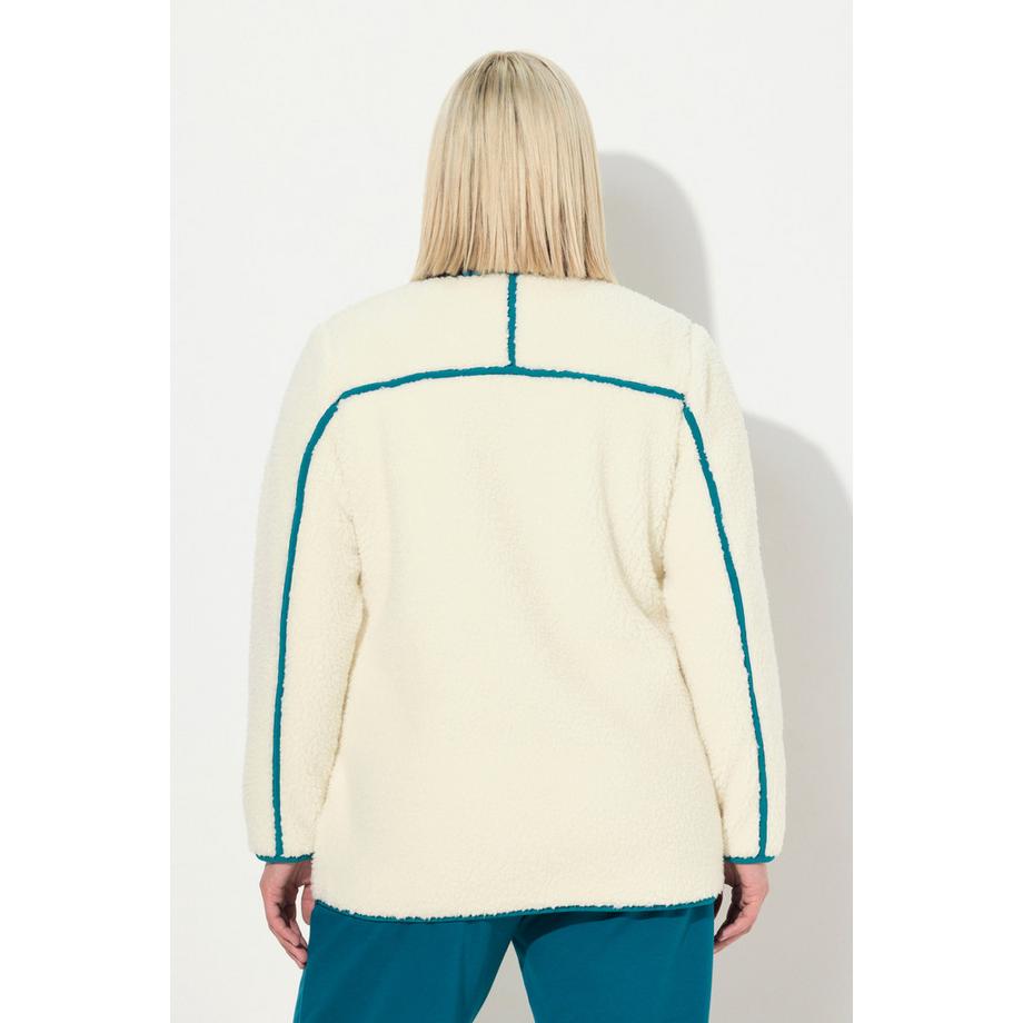 Ulla Popken Giacca Pile Teddy Collo Alto Cerniera Doppio Cursore  