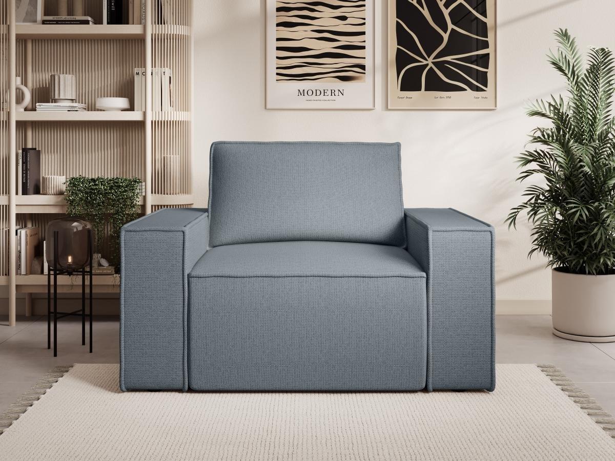 Vente-unique Fauteuil en tissu texturé bleu AMELIA  