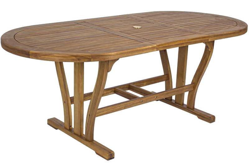 mutoni Table à rallonge de jardin Noemi bois ovale 150-200x90  