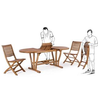 mutoni Table à rallonge de jardin Noemi bois ovale 150-200x90  