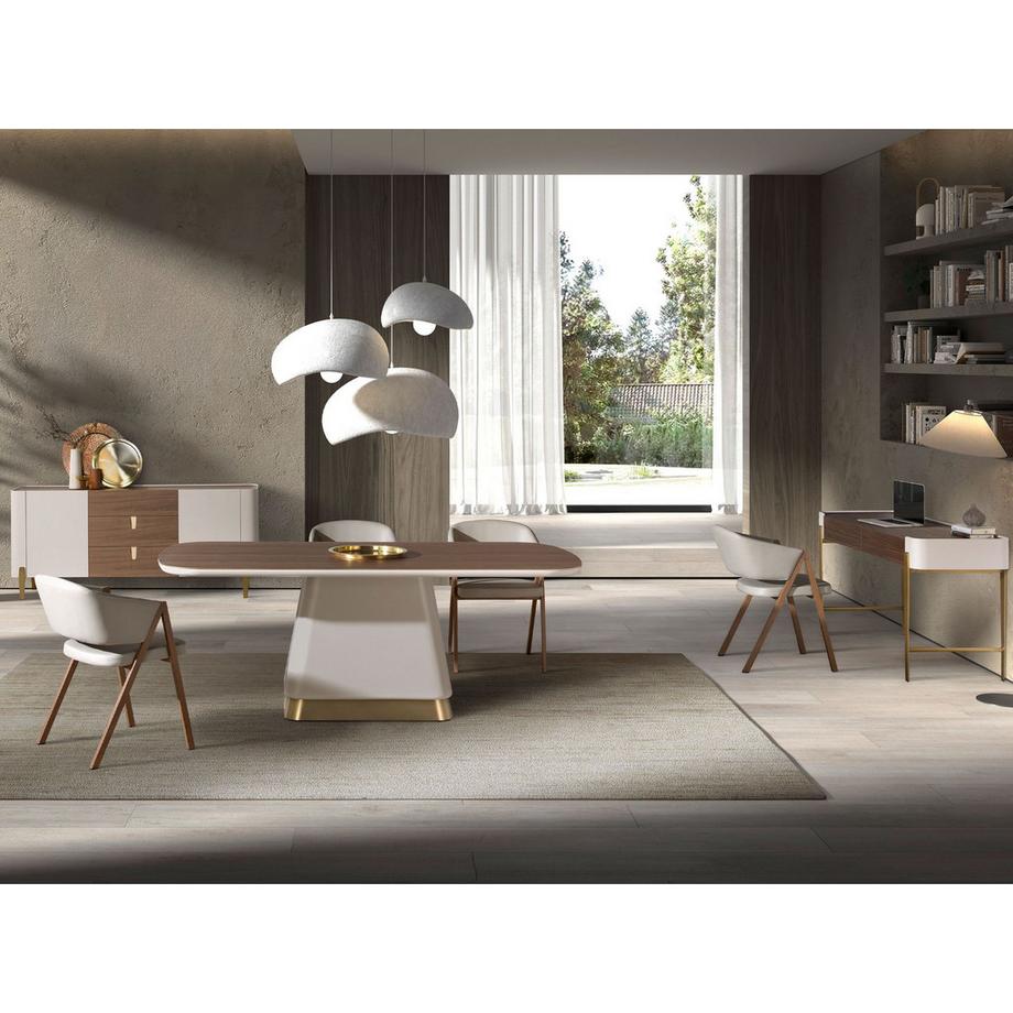 ANGEL CERDA Table de salle à manger rectangulaire en noyer et bois beige  