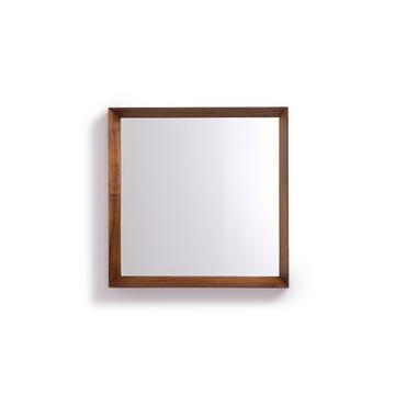 Miroir carré noyer massif H60 cm