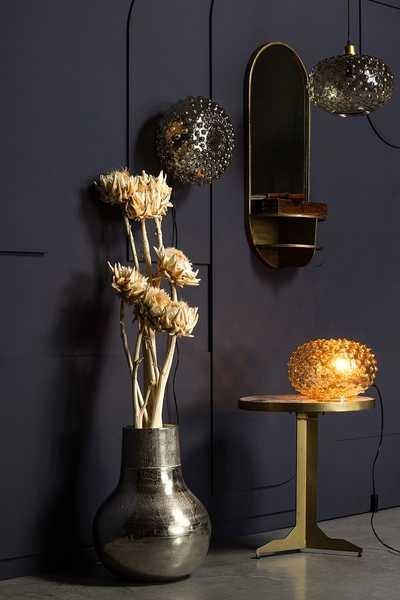 mutoni Lampe à poser Verre à savon marron clair  