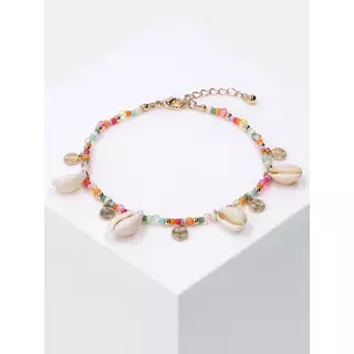 SIX  Chaîne de cheville avec des perles avec perles de verre Multicolor