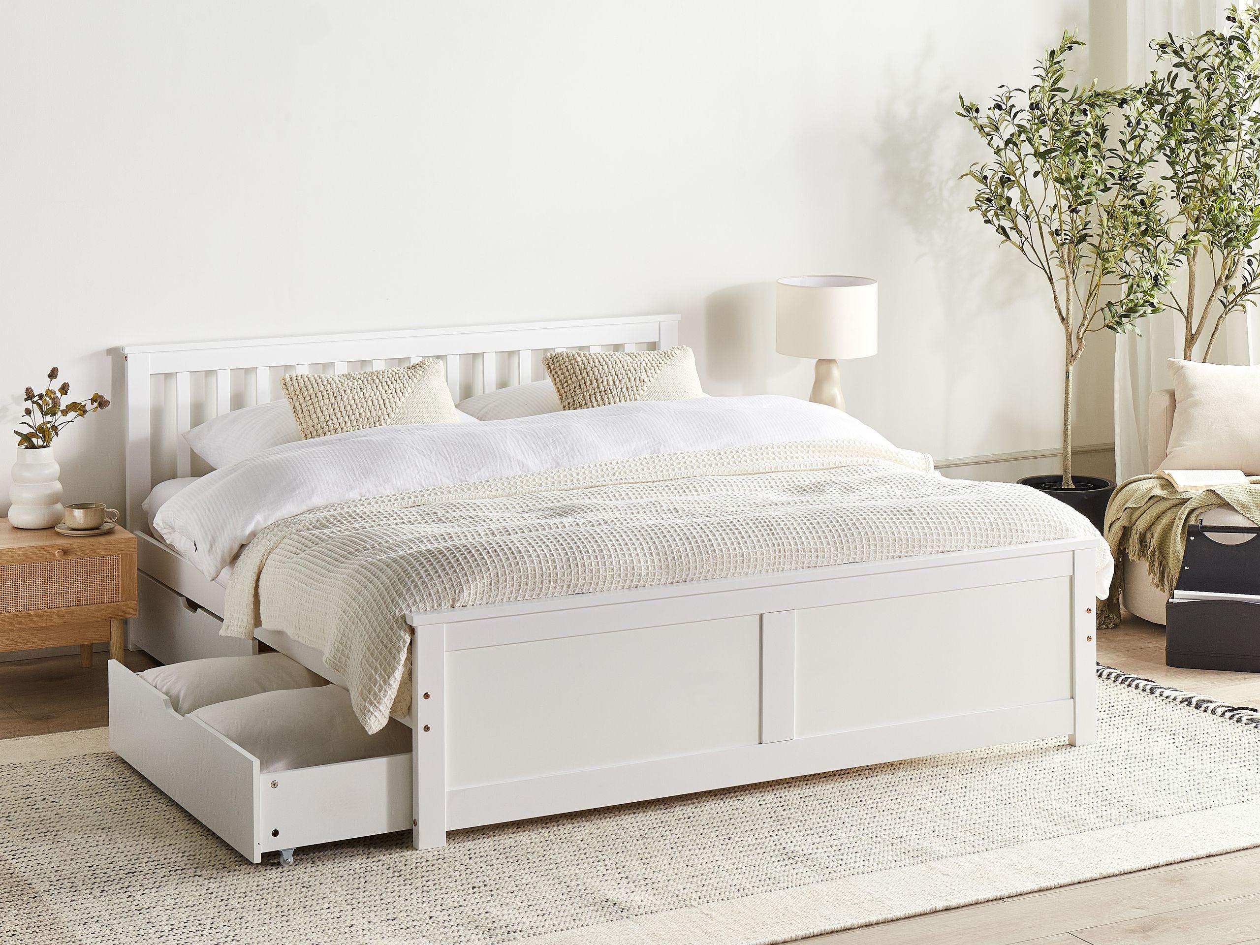 Beliani Letto con cassetti contenitori en Legno di pino Scandinavo OLENDON  