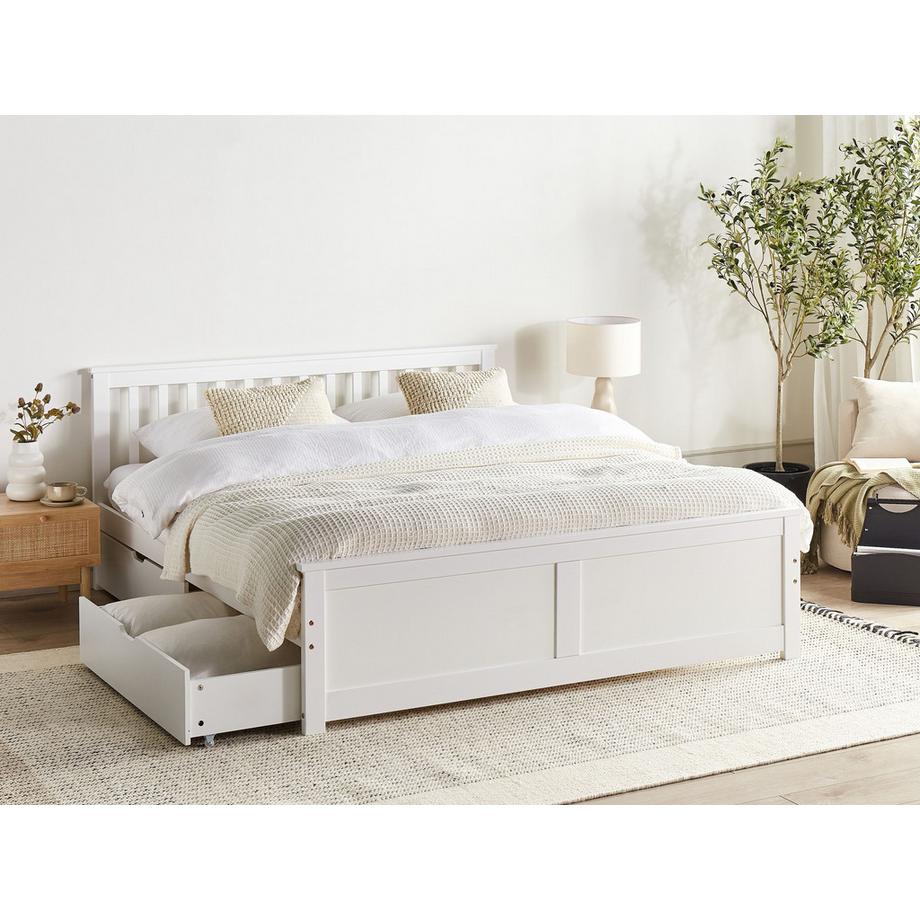 Beliani Letto con cassetti contenitori en Legno di pino  OLENDON  