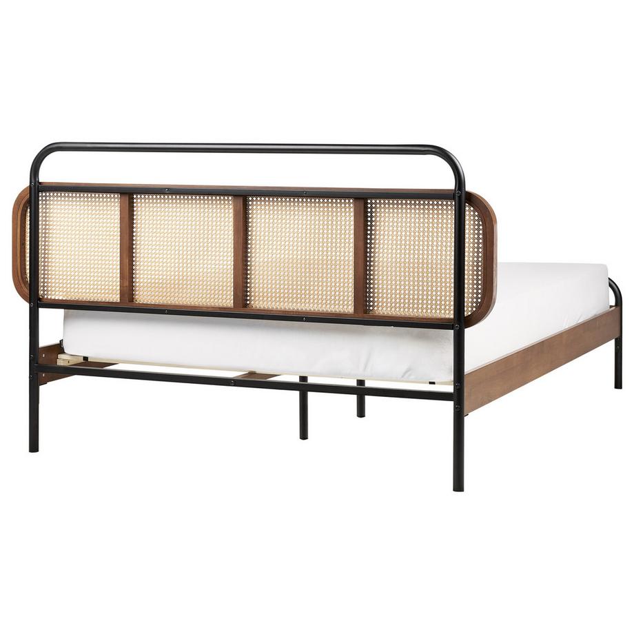 Beliani Bett mit Lattenrost aus Gummibaumholz Retro BOUSSICOURT  