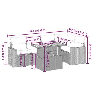 VidaXL Ensemble de canapés de jardin rotin synthétique  