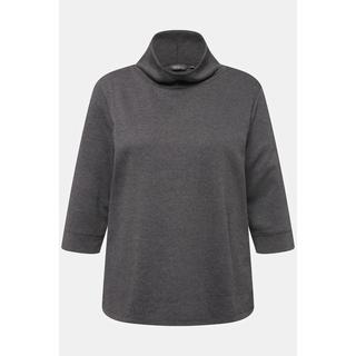 Ulla Popken  Sweatshirt, Salz-und-Pfeffer-Optik, Stehkragen, 3/4-Arm 