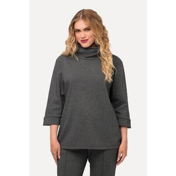 Sweatshirt, Salz-und-Pfeffer-Optik, Stehkragen, 3/4-Arm