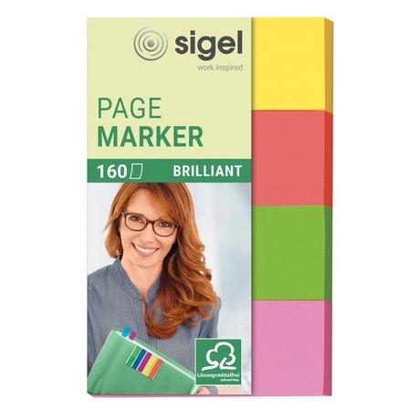 Sigel SIGEL Haftnotizen BRILLANT 20x50mm HN630 farbig ass. 4 x 40 Streifen  