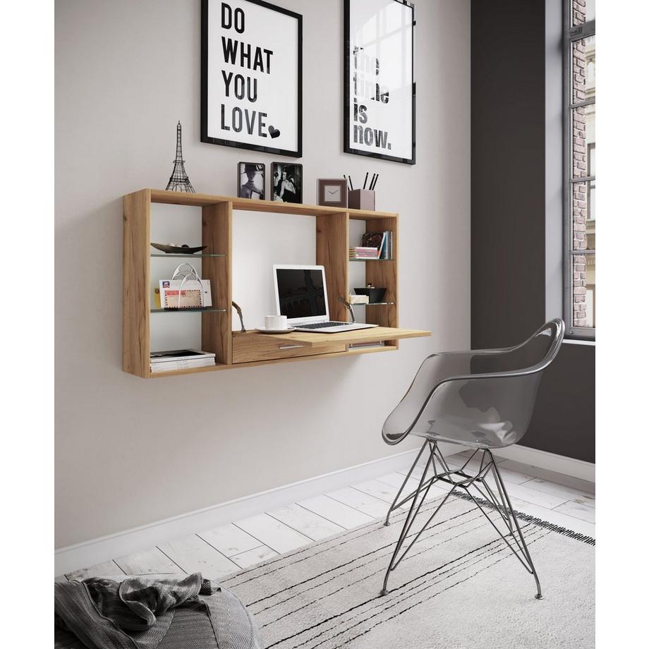 VCM Holz Hänge Schreibtisch Wandschreibtisch Computertisch Schublade Teala  