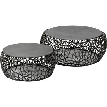 Couchtisch Labyrinth Sand gegossen Nickel (2er-Set)