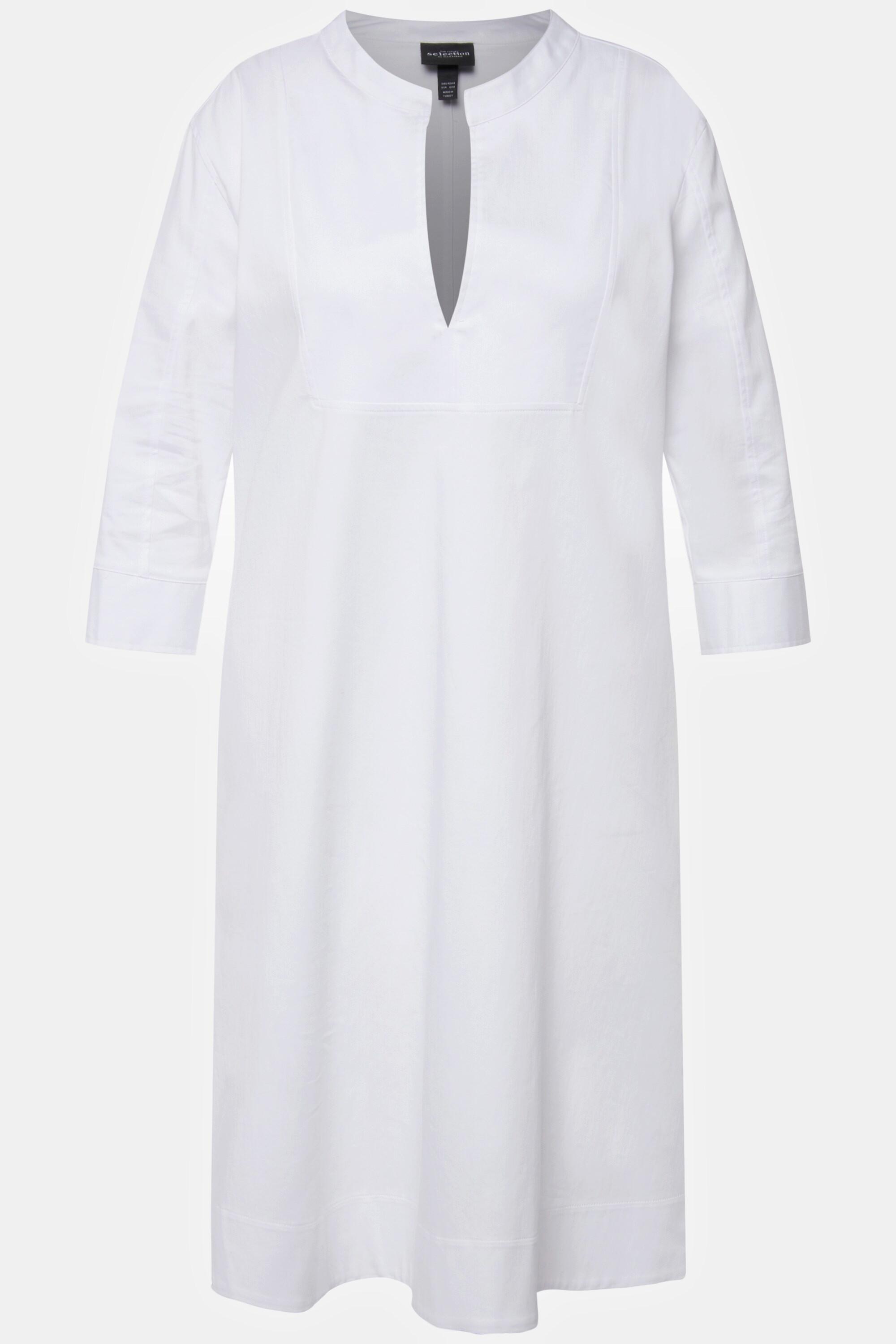 Ulla Popken  Robe avec poches. Silhouette en A. Col tunisien et manches 3/4. 