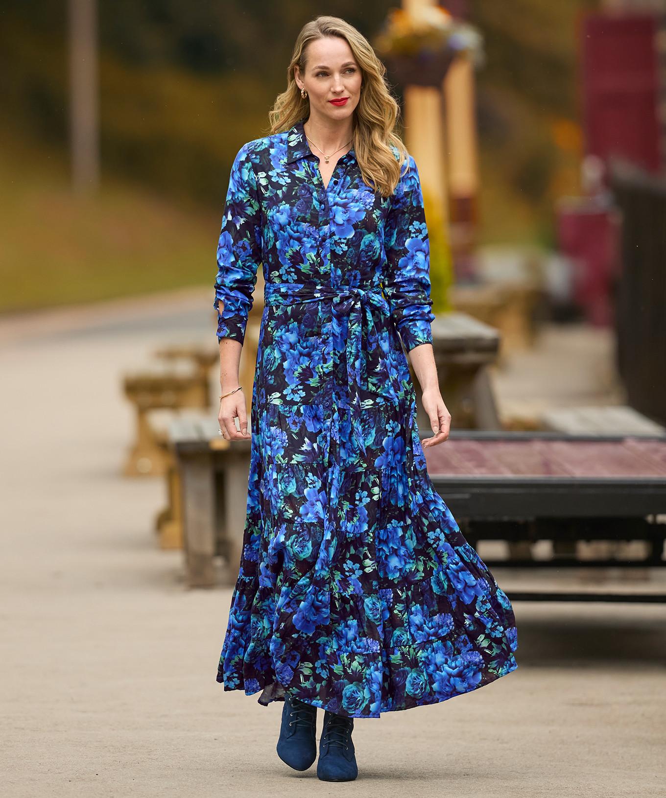 Joe Browns Abito camicia lungo floreale blu  