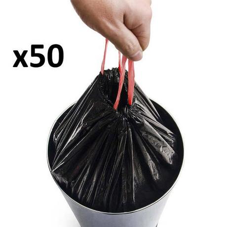 Kitchen Move  Lot de 50 sacs poubelles 50L pour poubelles hautes avec lien coulissant 