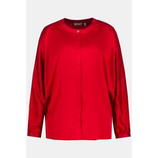 Ulla Popken  Blusa di raso dal taglio oversize con scollo a girocollo e maniche a pipistrello 