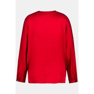 Ulla Popken  Blusa di raso dal taglio oversize con scollo a girocollo e maniche a pipistrello 